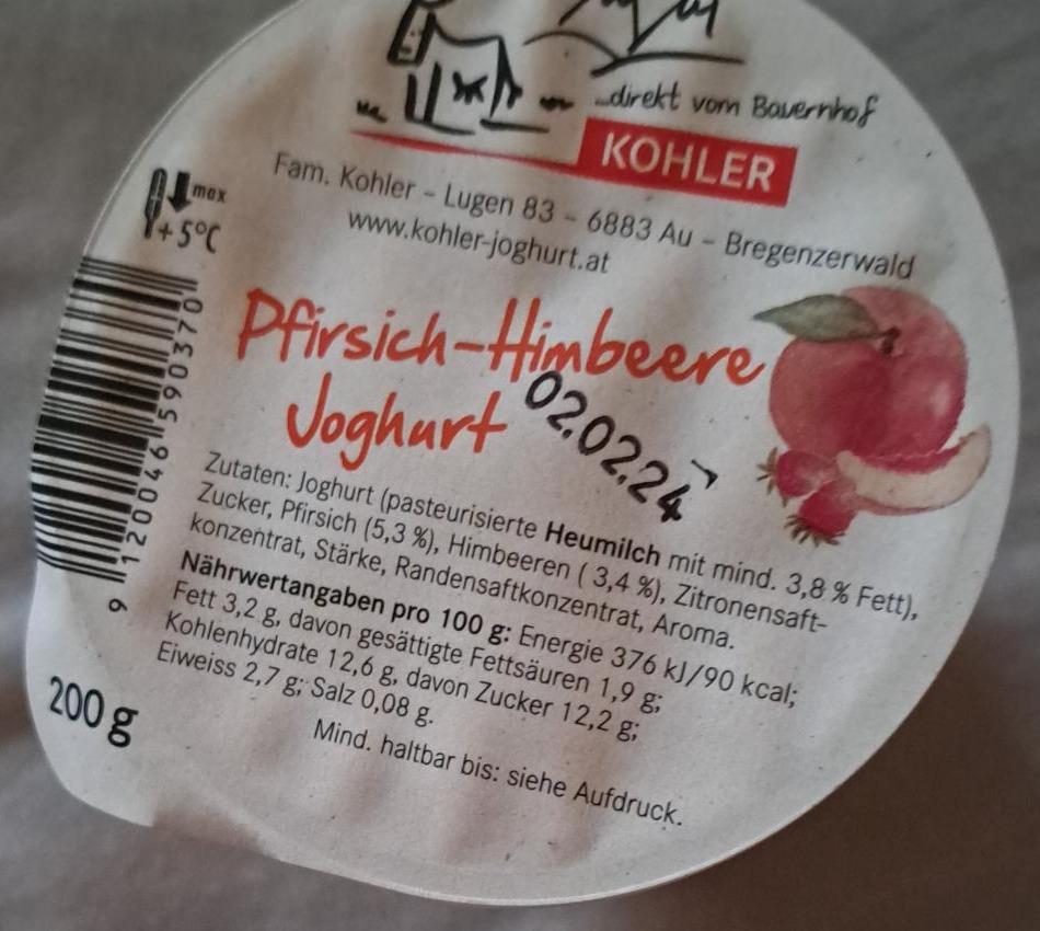 Fotografie - Pfirsich-Himbeere Joghurt Kohler