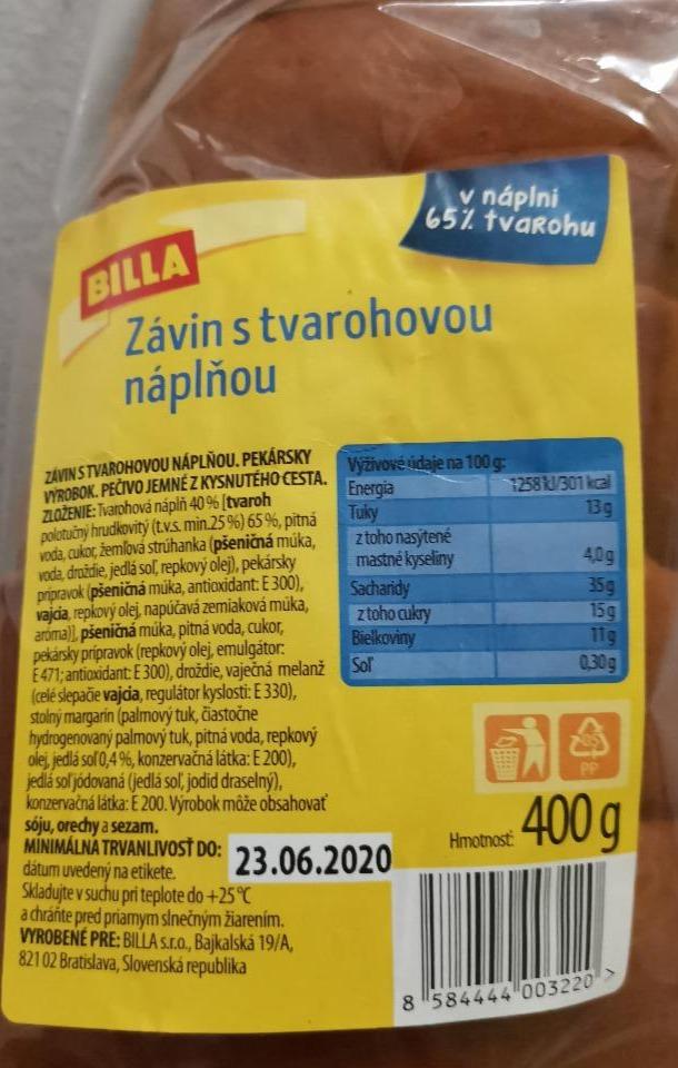 Fotografie - závin s tvarohovou náplní Billa