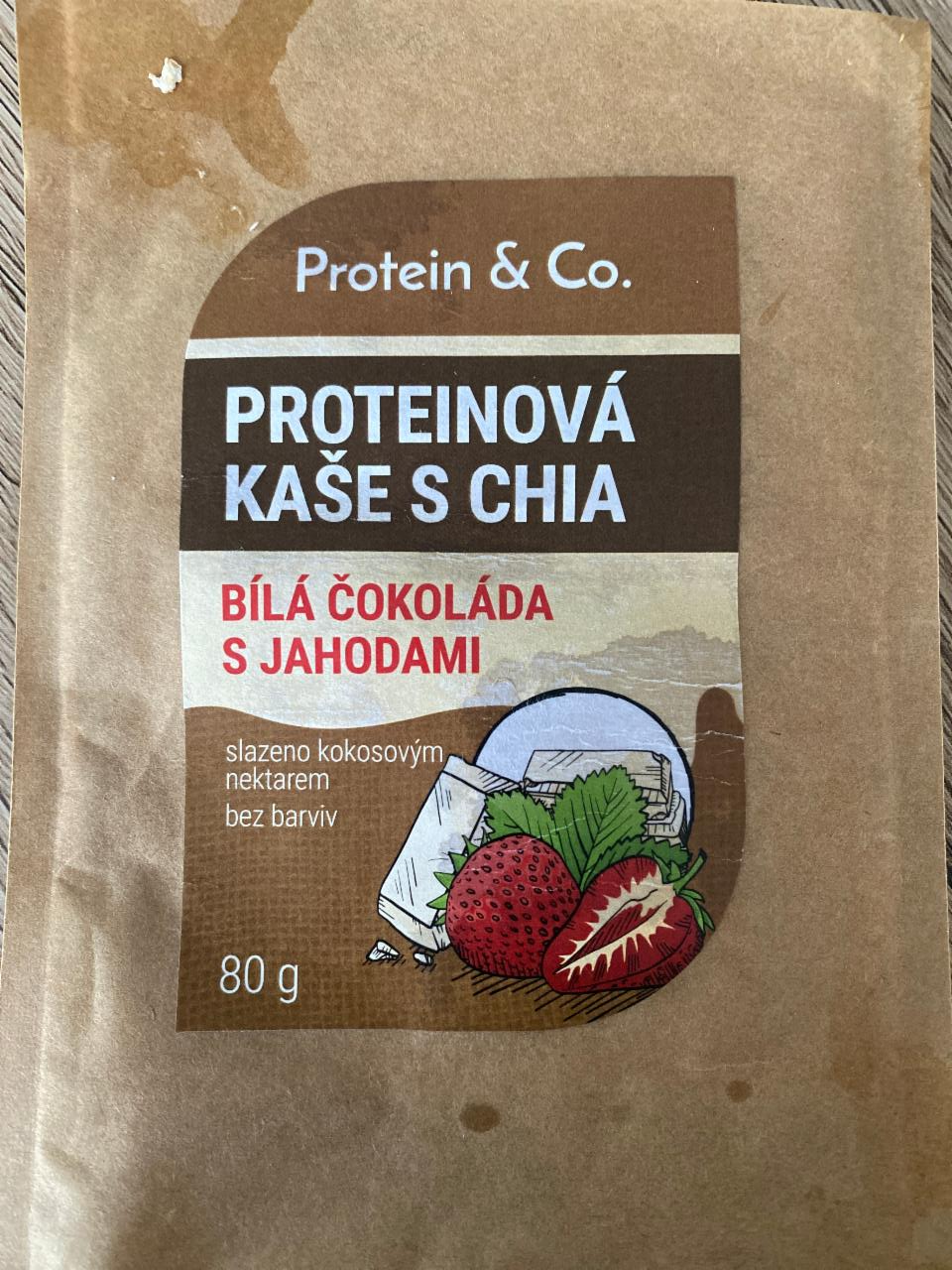 Fotografie - Proteinová kaše s chia Bílá čokoláda s jahodami Protein & Co.