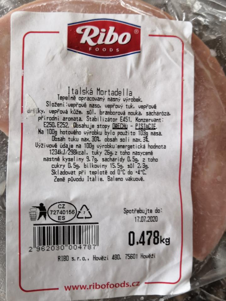 Fotografie - Italská mortadela Ribo foods