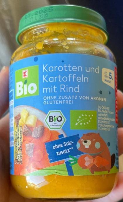 Fotografie - Karotten und kartoffeln mit rind K-Bio