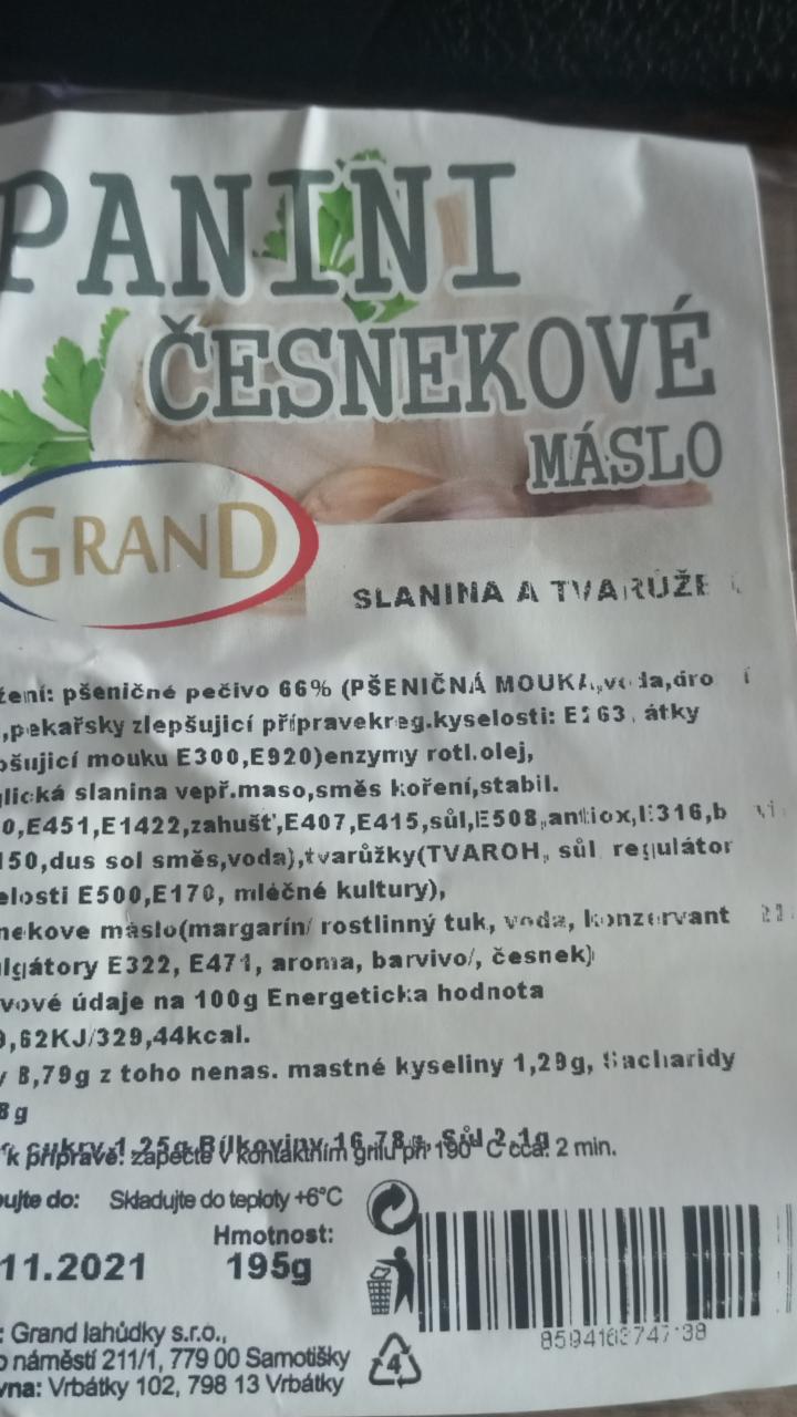 Fotografie - Panini česnekové máslo slanina a tvarůžek Grand