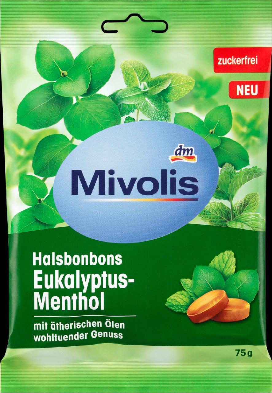 Fotografie - Halsbonbons Eukalyptus-Menthol zuckerfrei Mivolis