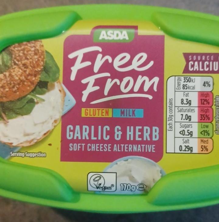 Fotografie - Free From gluten milk Garlic & Herb soft cheese alternative Asda