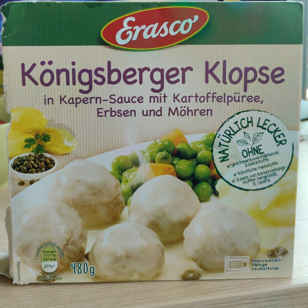 Fotografie - Konigsberg klopse in kappern-sauce mit kartoffelpüree, erbsen und möhren Erasco