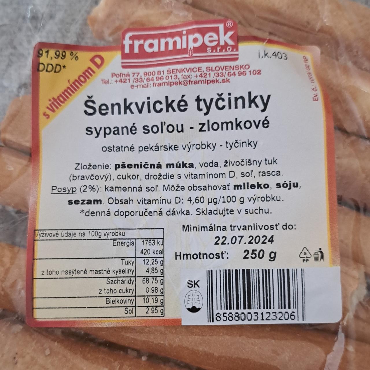 Fotografie - Šenkvické tyčinky jemne solené Framipek