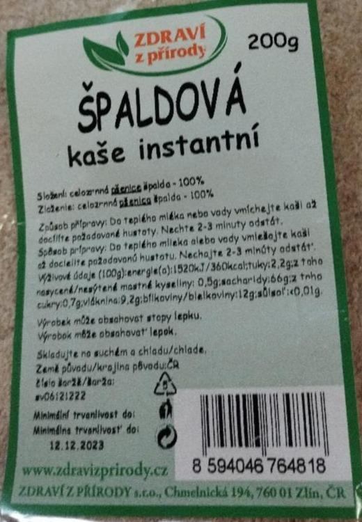 Fotografie - Špaldová kaše instantní Zdraví z přírody