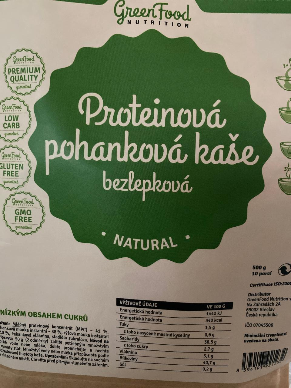 Fotografie - Proteinová pohanková kaše bezlepková Natural GreenFood Nutrition