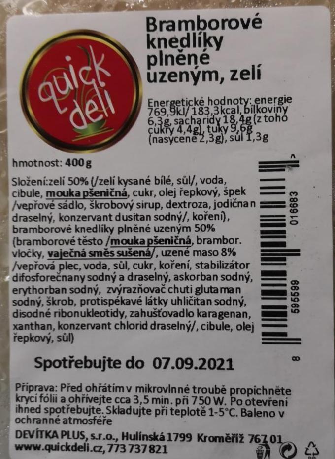 Fotografie - bramborové knedlíky plněné uzeným, zelí Quickdeli