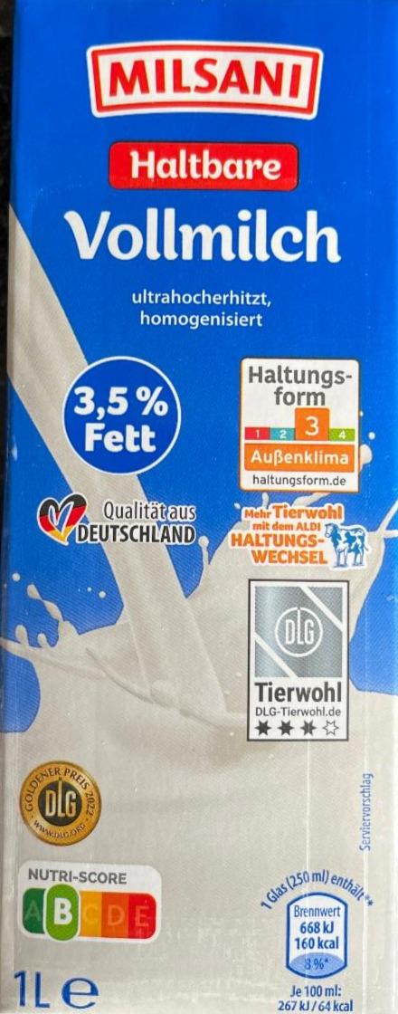 Fotografie - Haltbare Vollmilch 3,5% Fett Milsani