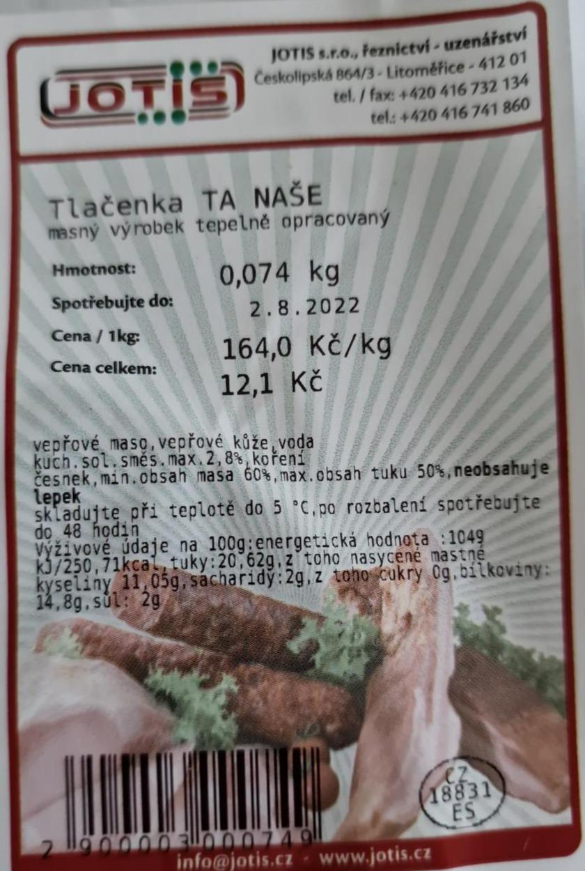 Fotografie - Tlačenka Ta naše