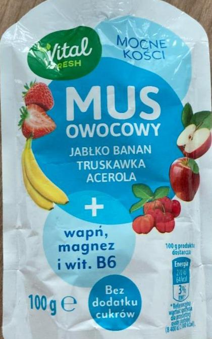 Fotografie - Mus owocowy Jablko Banan Truskawka Acerola Vital fresh