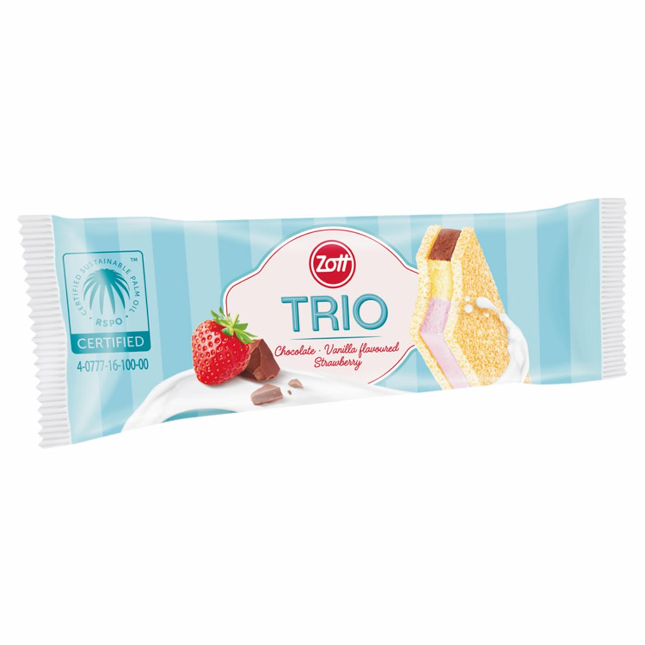 Fotografie - Trio Strawberry Chocolate Vanilla flavoured Zott