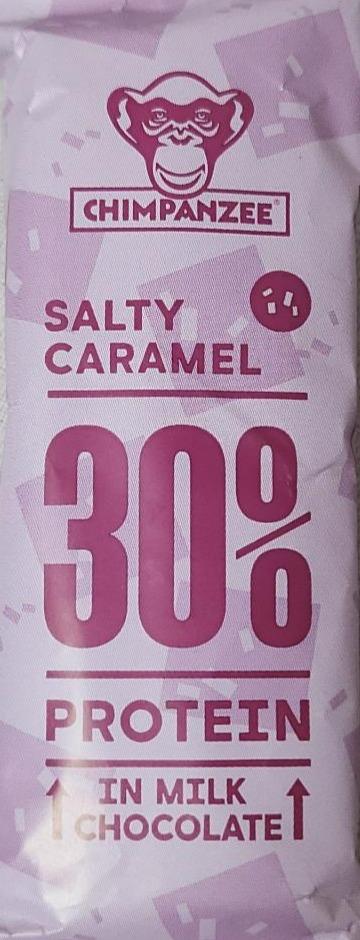 Fotografie - Salty caramel 30% protein in milk chocolate Chimpanzee