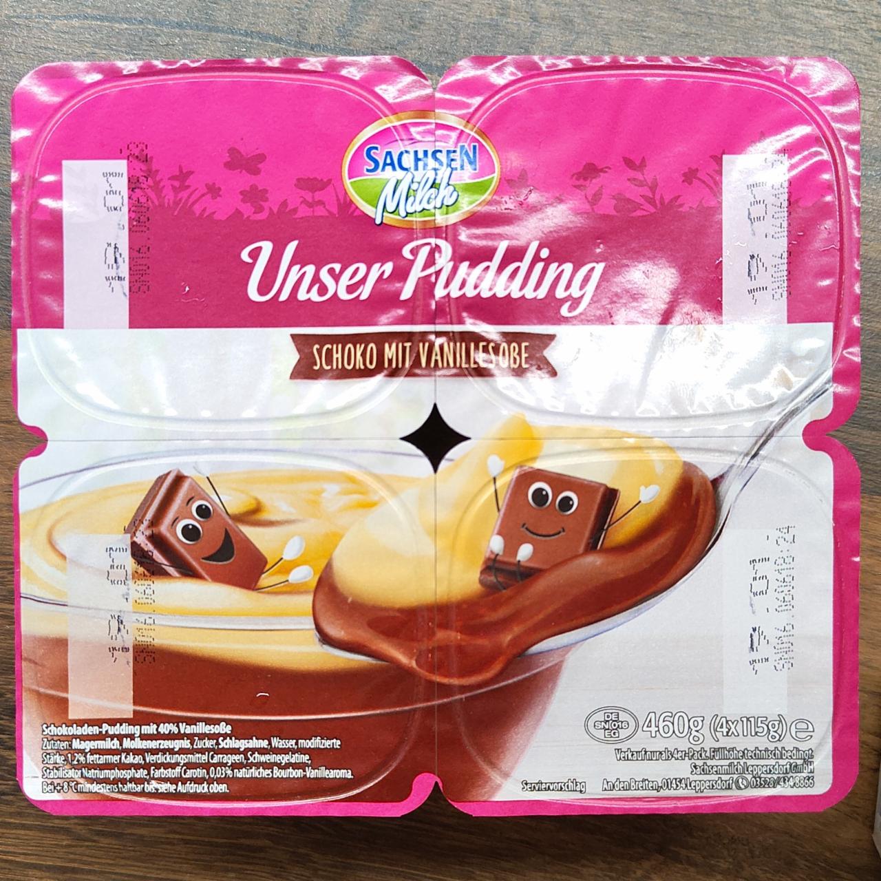 Fotografie - Unser Pudding Schoko mit Vanillesosse Sachsen Milch