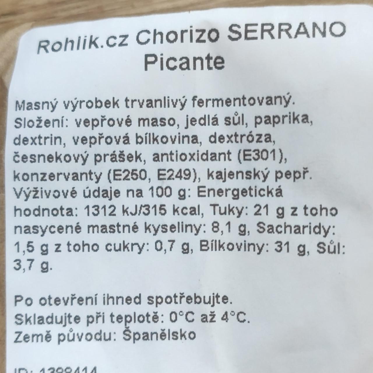 Fotografie - Chorizo Serrano Picante Rohlik.cz