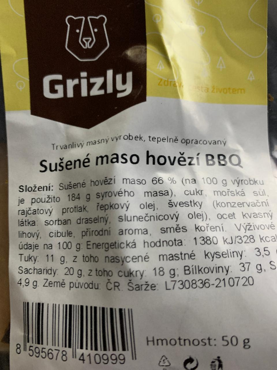 Fotografie - Sušené maso hovězí BBQ Grizly