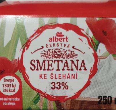 Fotografie - Čerstvá smetana ke šlehání 33% Albert