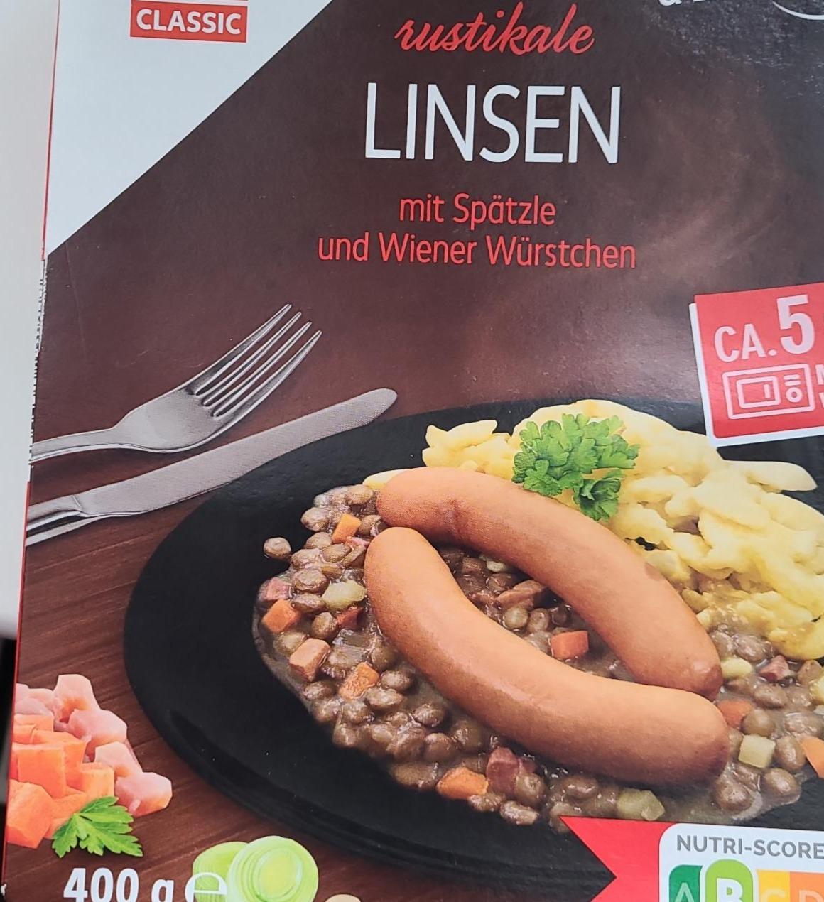 Fotografie - Rustikale Linsen mit Spätzle und Wiener Würstchen K-Classic