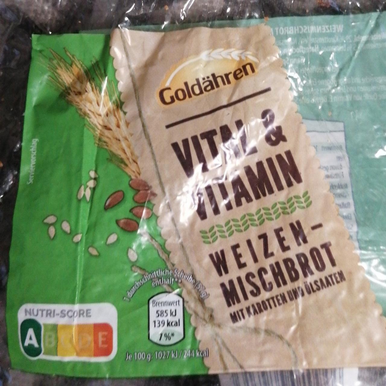 Fotografie - Vital a Vitamin Weizen Mischbrot mit Karotten und Olsaaten Goldähren