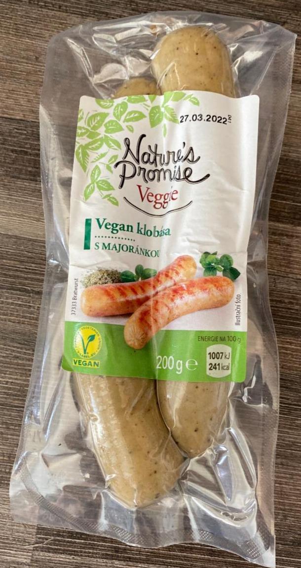 Fotografie - Veggie Vegan Klobása s majoránkou Nature's Promise