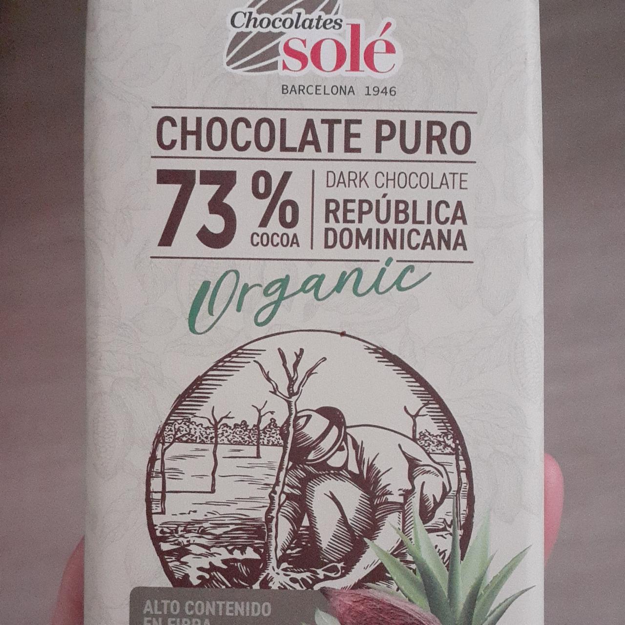 Fotografie - Chocolate puro 73% cocoa organic dark chocolate with agave Chocolates solé