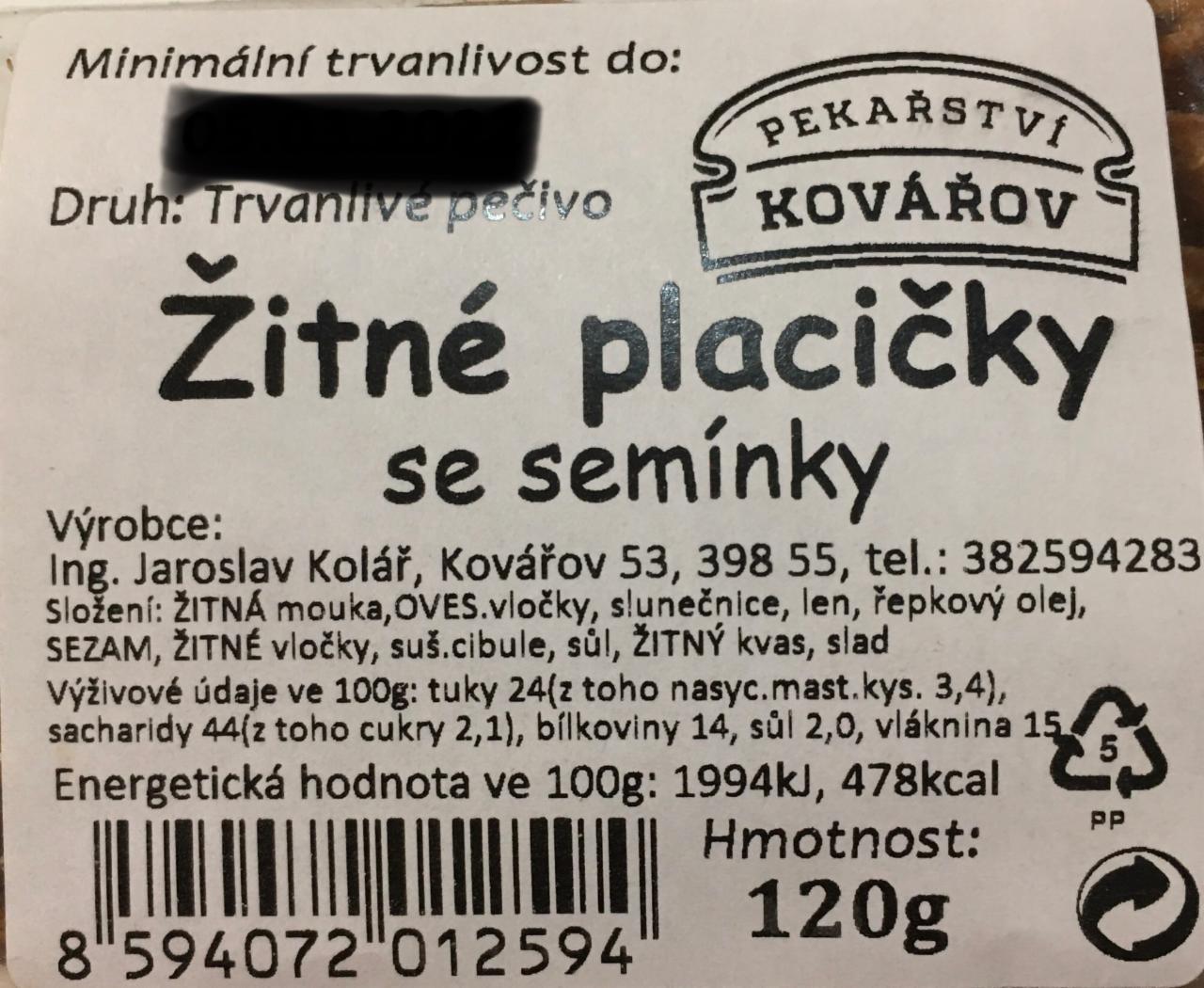 Fotografie - Žitné placičky se semínky Pekařství Kovářov