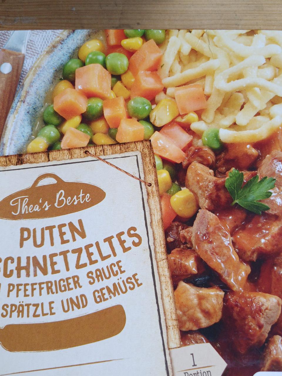 Fotografie - Puten geschnetzeltes in pfeffrige Sauce mit Spätzle und gemüse