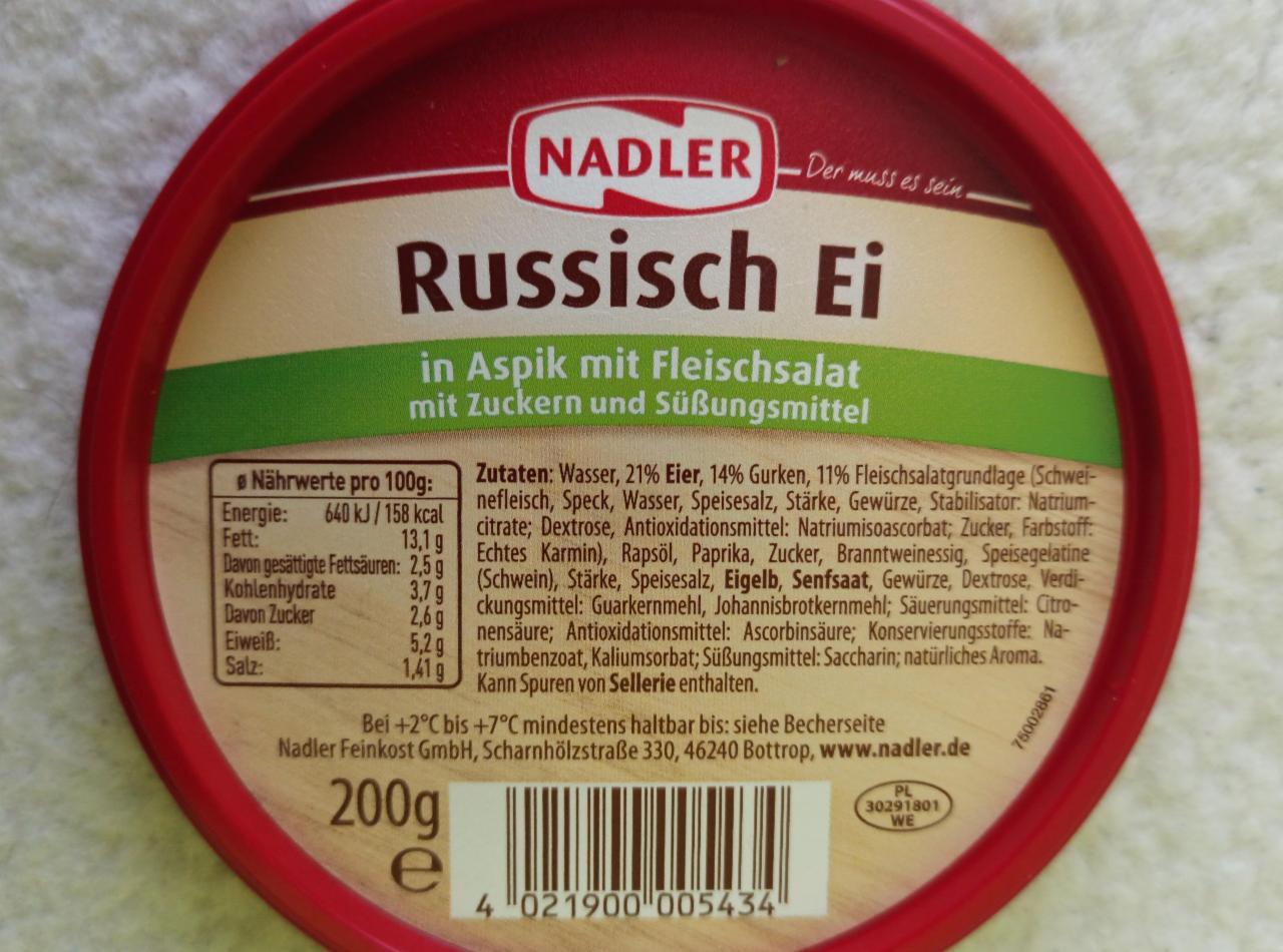 Fotografie - Russisch Ei in Aspik mit Fleischsalat mit Zucker und Süßungsmittel Nadler