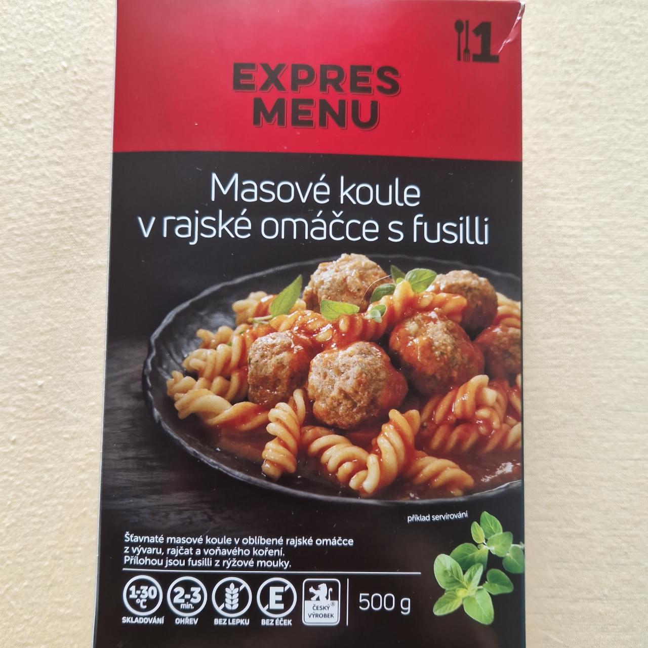 Fotografie - Masové koule v rajské omáčce s fusilli Expres menu