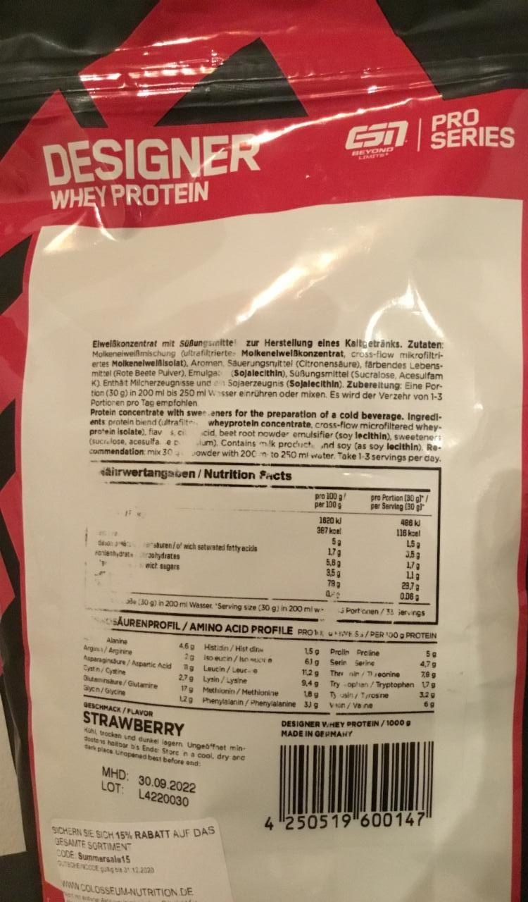 Fotografie - Designer whey protein strawberry ESN