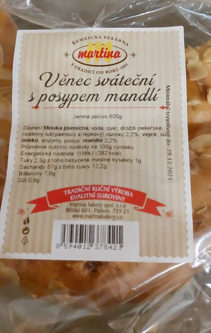 Fotografie - Věnec sváteční s posypem mandlí Martina bakery