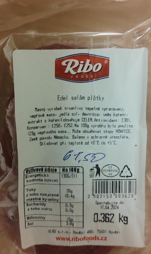 Fotografie - Edel salám plátky Ribo foods