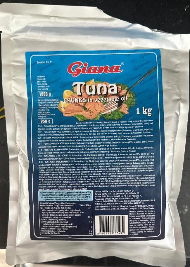 Fotografie - Tuna chunks in vegetable oil Giana