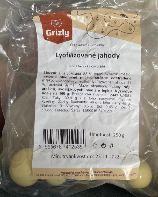 Fotografie - Lyofilizované jahody v bílé čokoládě Grizly