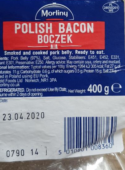 Fotografie - Polish bacon Boczek Morliny