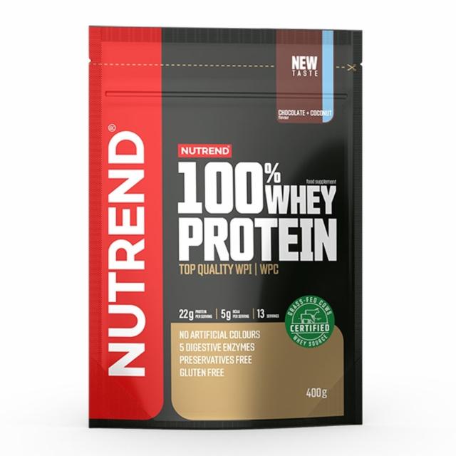 Fotografie - 100% whey protein chocolate + coconut (čokoláda + kokos) Nutrend