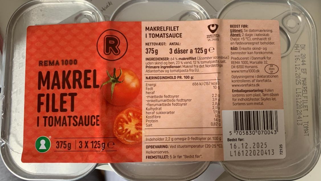 Fotografie - Makrel filet i tomatsauce Rema 1000