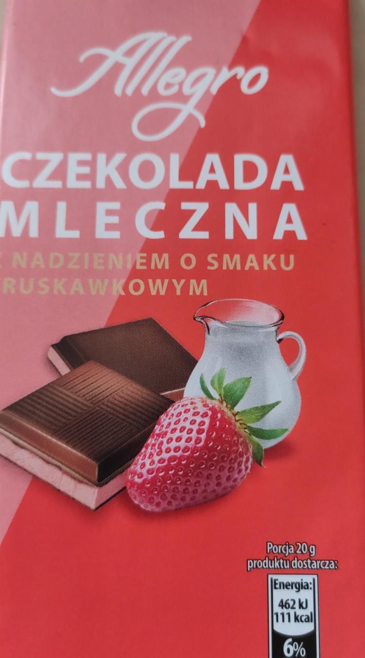 Fotografie - Czekolada mleczna z nadzieniem o smaku truskawkowym Allegro