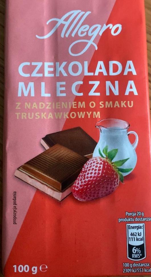 Fotografie - Czekolada mleczna z nadzieniem o smaku truskawkowym Allegro