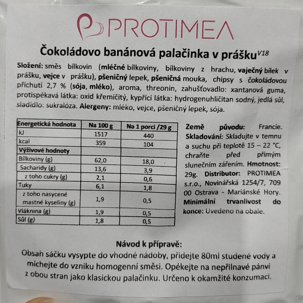 Fotografie - Čokoládovo banánová palačinka v prášku Protimea