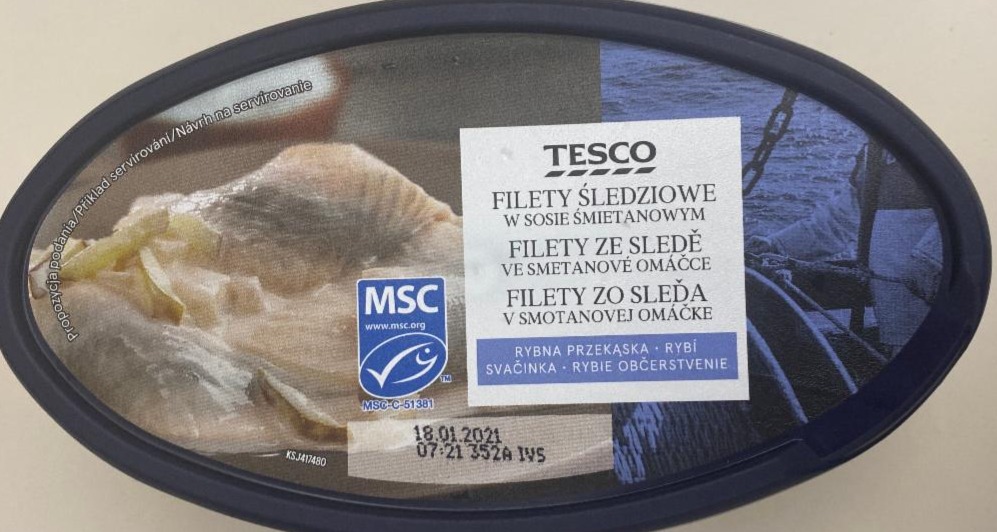 Fotografie - Filety ze sledě ve smetanové omáčce Tesco