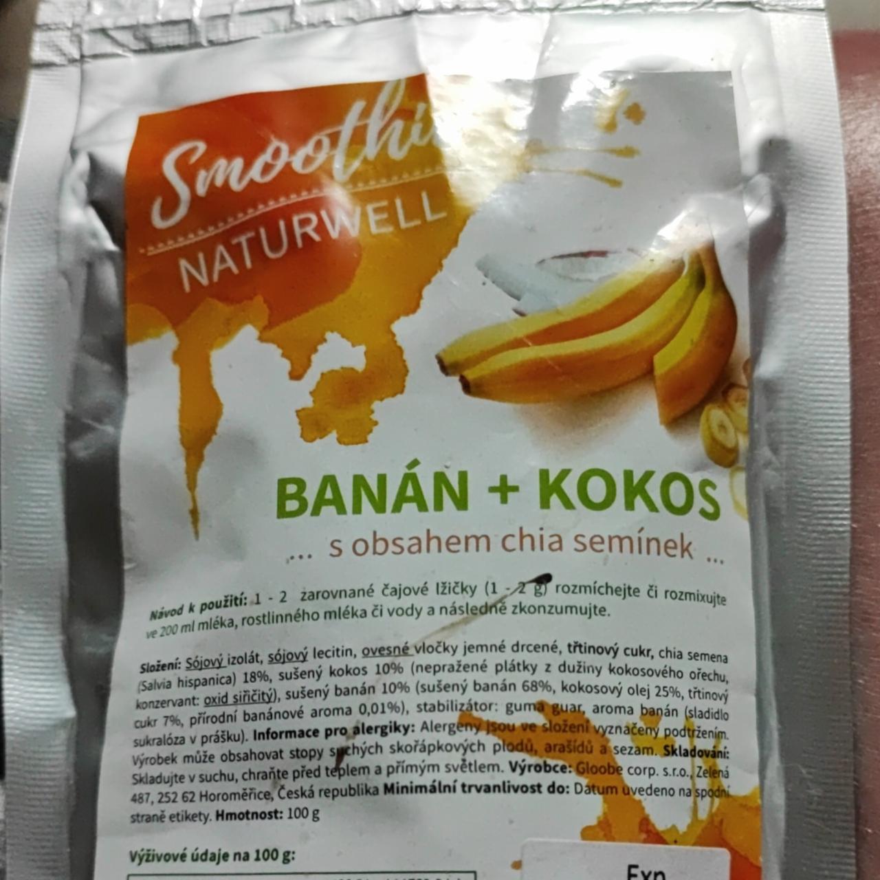 Fotografie - Smoothie banán + kokos s obsahem chia semínek Naturwell