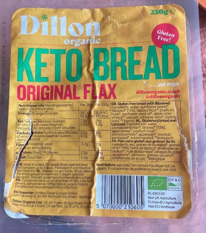 Fotografie - Keto bread original flax Dillon organic