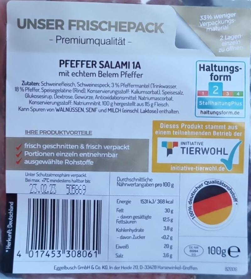 Fotografie - Pfeffer Salami 1A mit echtem Belem Pfeffer Unser Frischepack