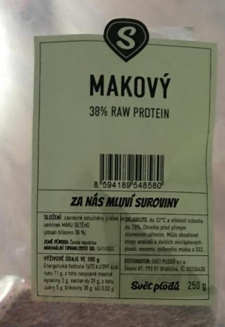 Fotografie - makový raw protein 38% Svět plodů