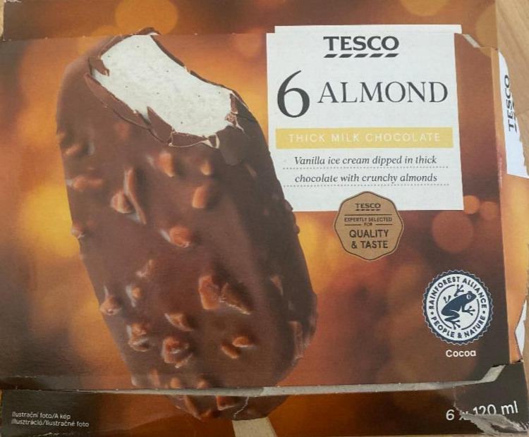 Fotografie - 6 almond thick milk chocolate Tesco