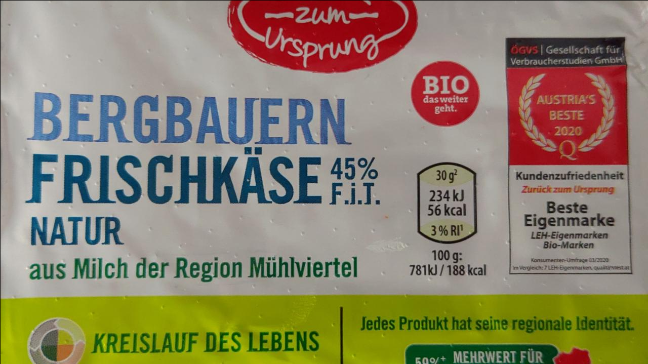 Fotografie - Bio Bergbauern Frischkäse Natur Berglandmilch