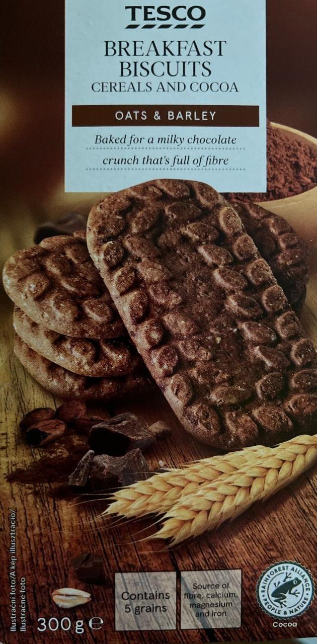 Fotografie - Breakfast biscuits Cereals and cocoa Oats & barley Tesco