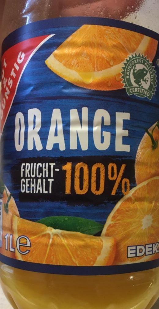 Fotografie - Orangensaft 100% Edeka